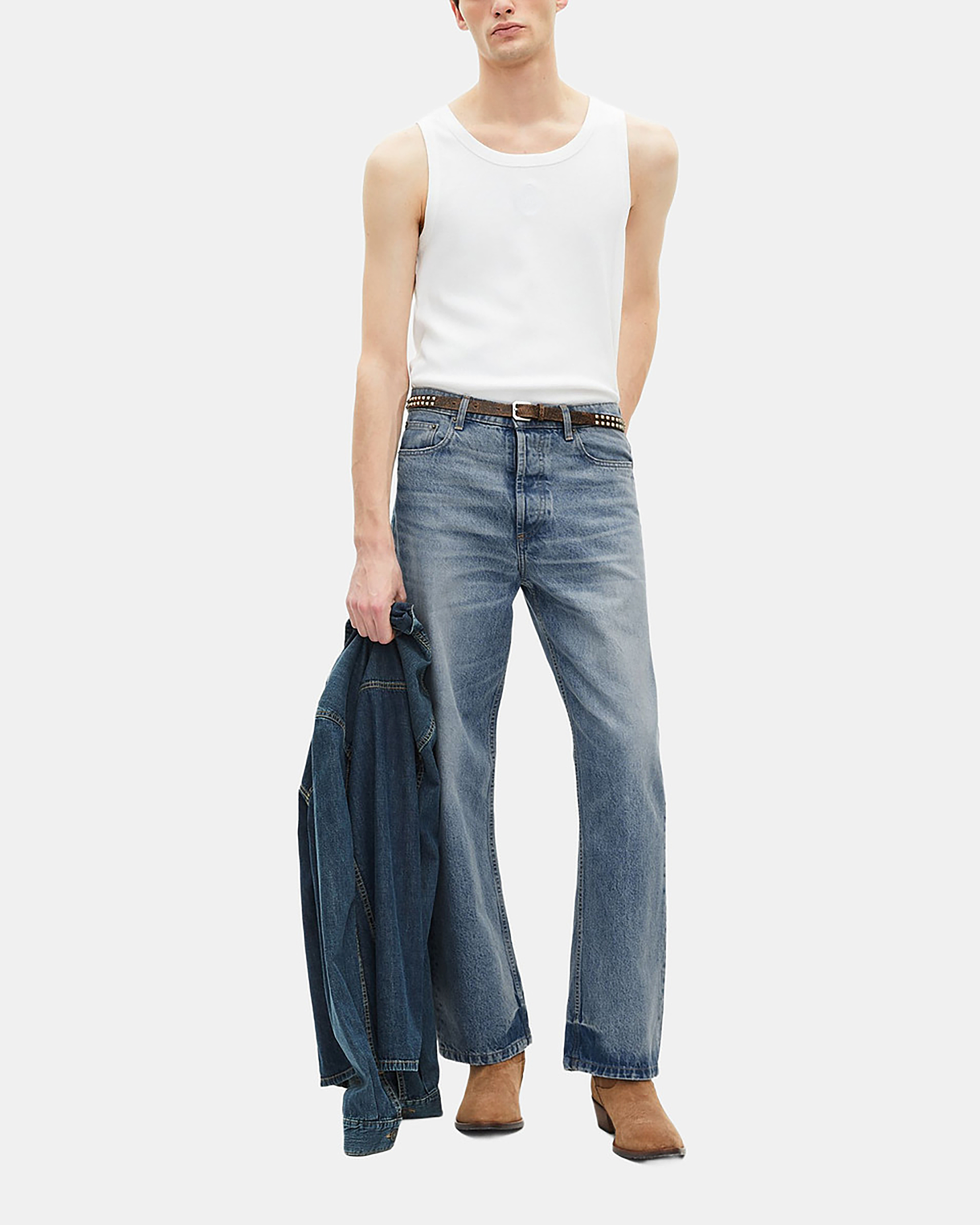 Straight blue jeans
