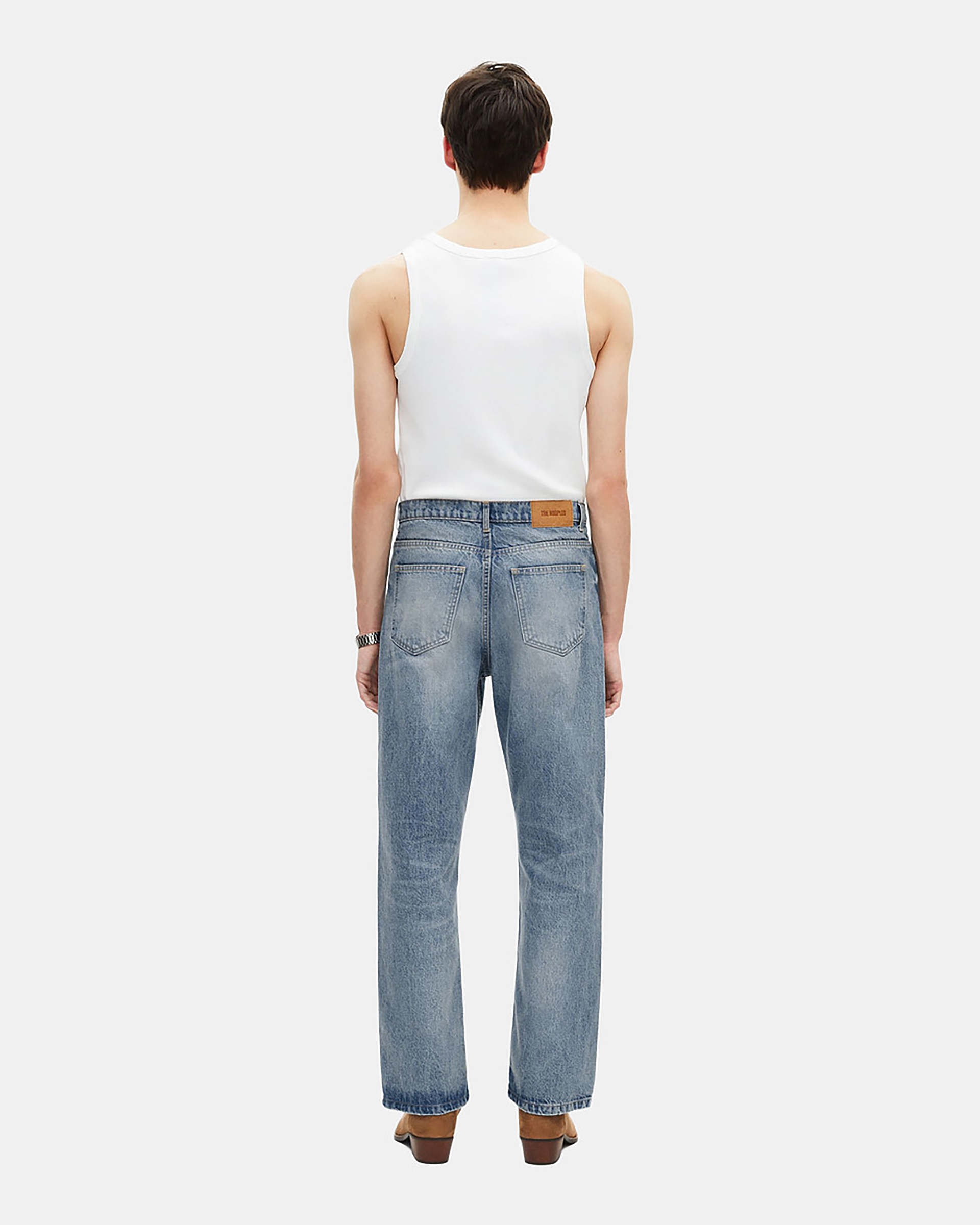 Straight blue jeans