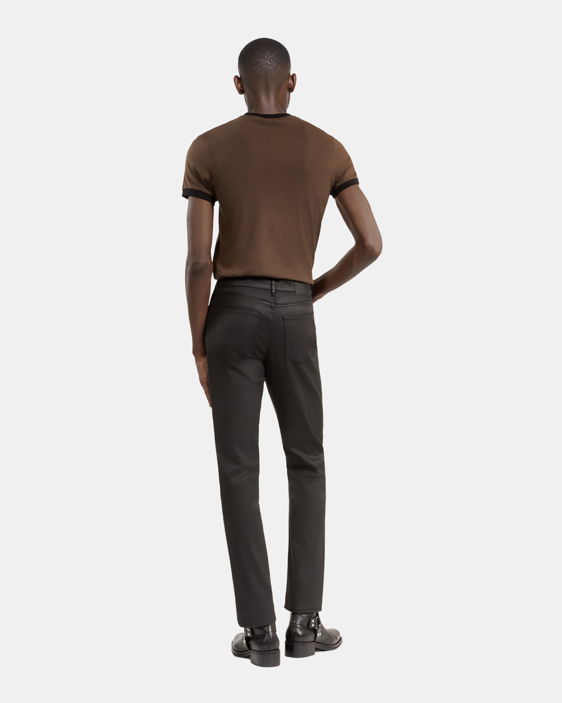 Black leather-effect skinny jeans