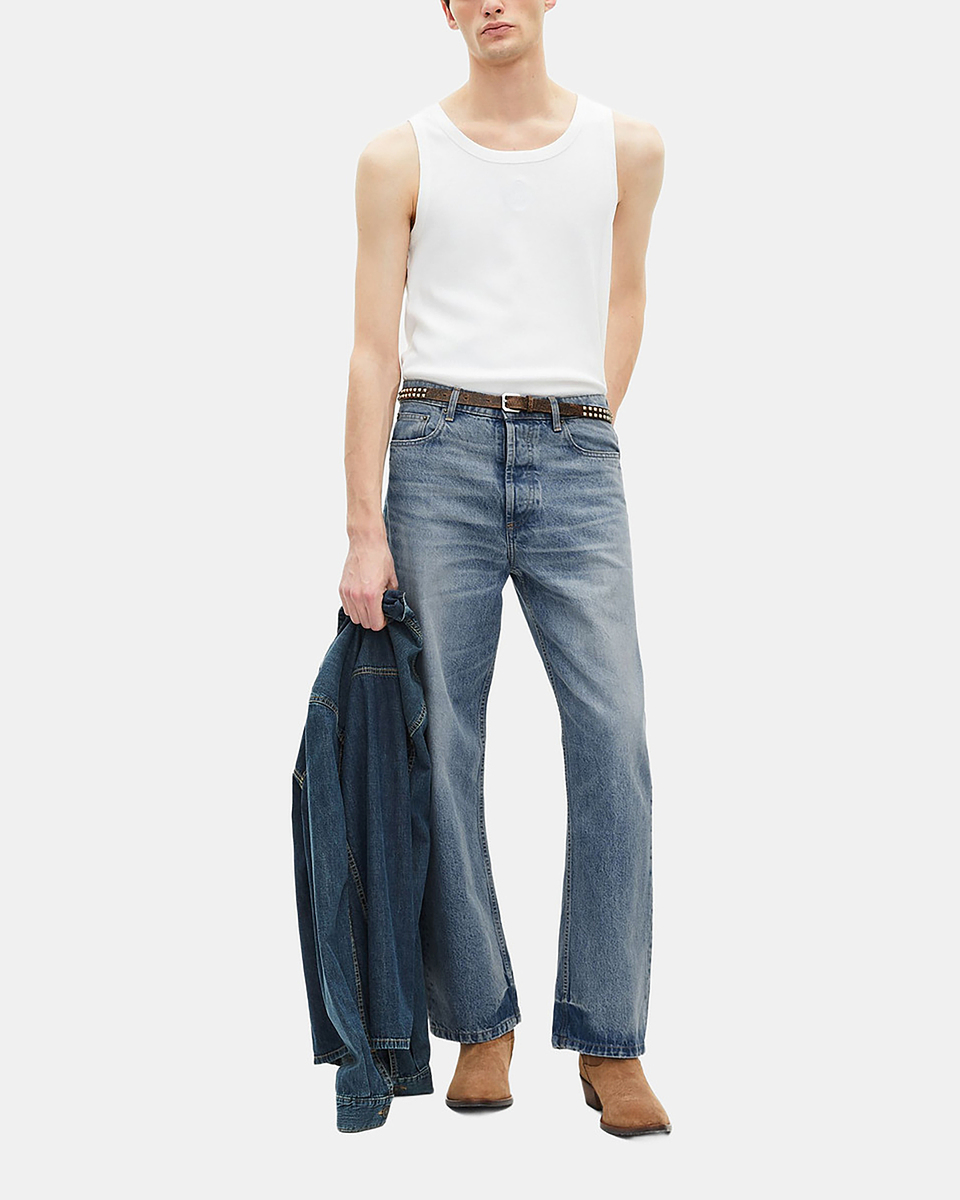 Straight blue jeans