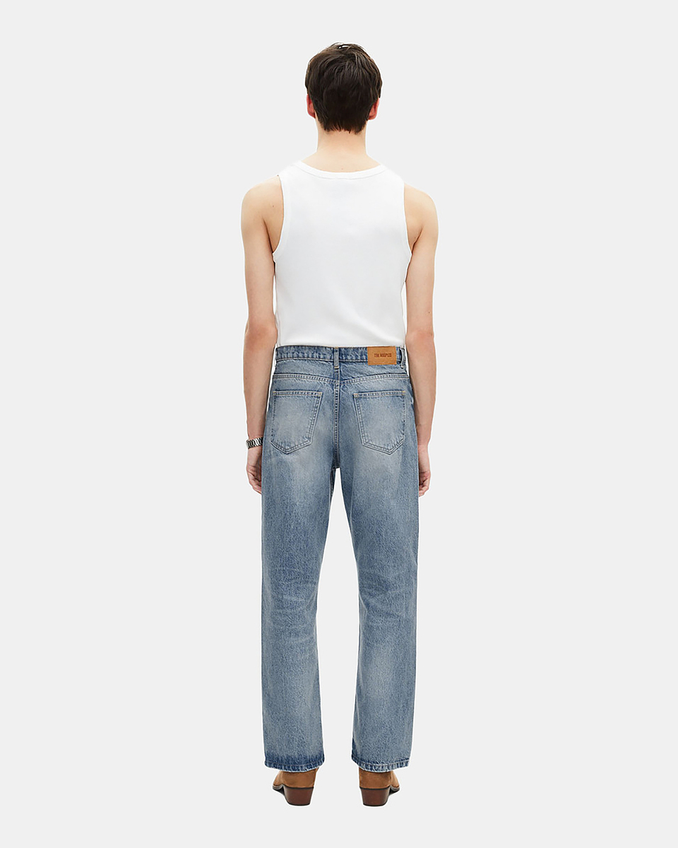Straight blue jeans