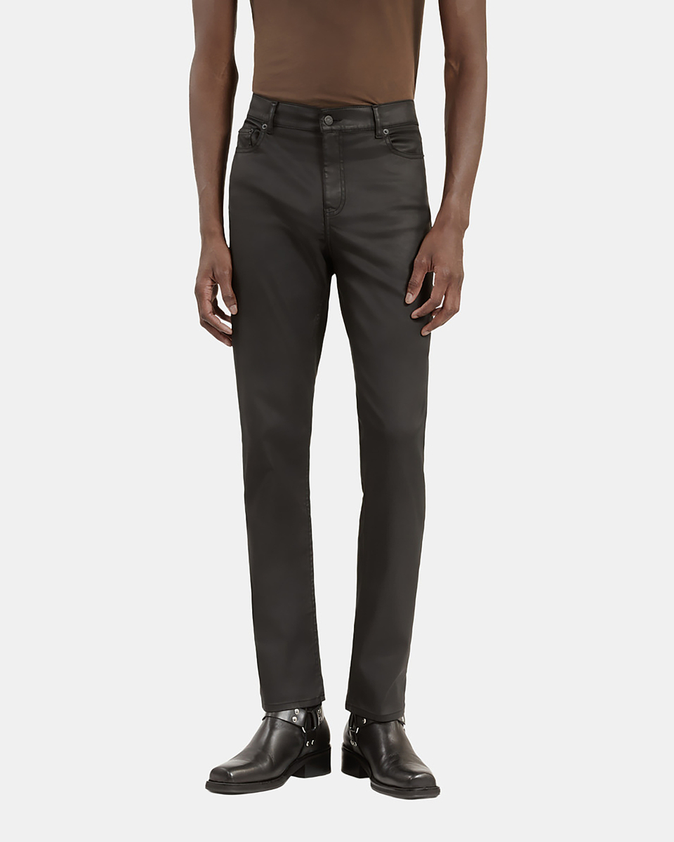 Black leather-effect skinny jeans