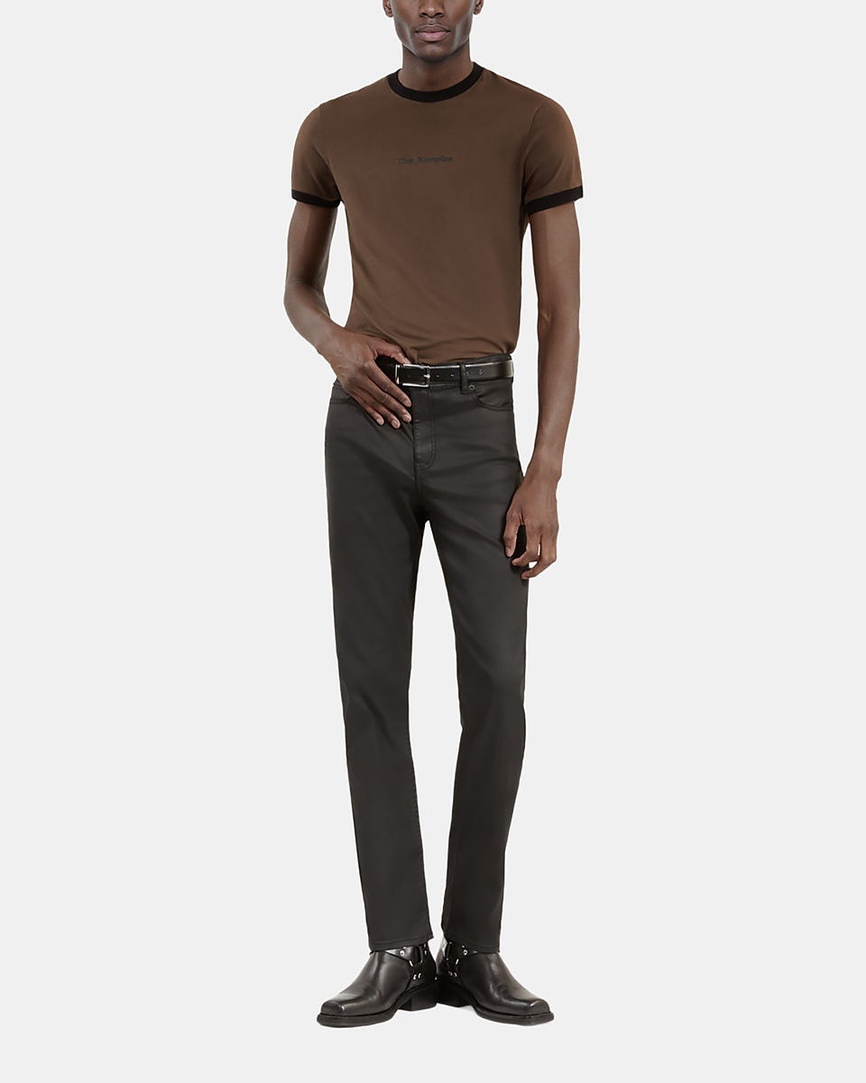 Black leather-effect skinny jeans