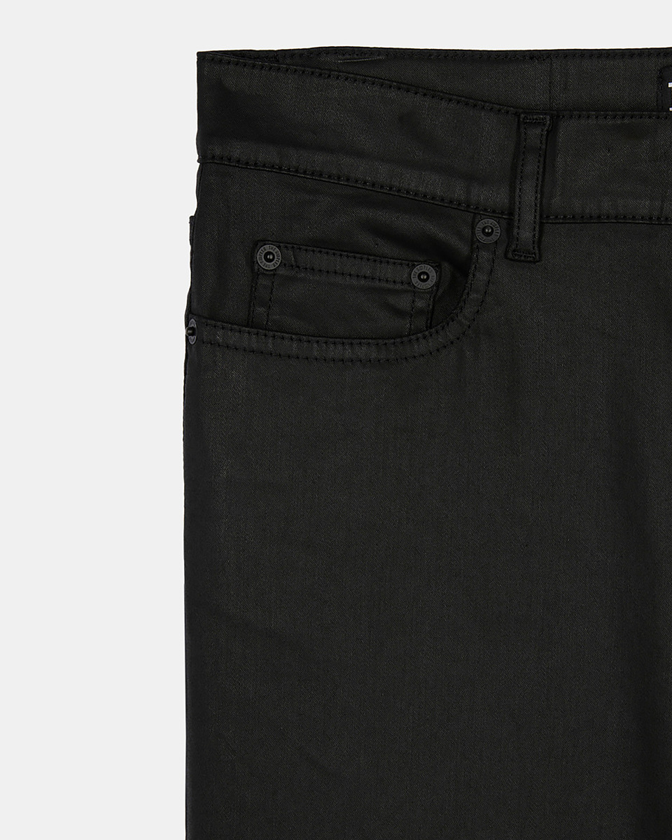 Black leather-effect skinny jeans