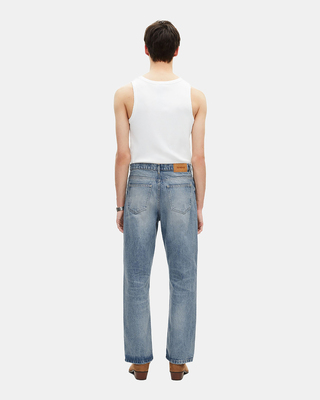 Straight blue jeans