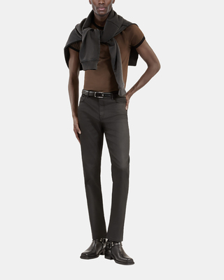 Black leather-effect skinny jeans