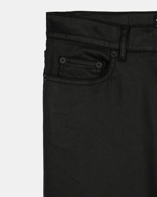 Black leather-effect skinny jeans
