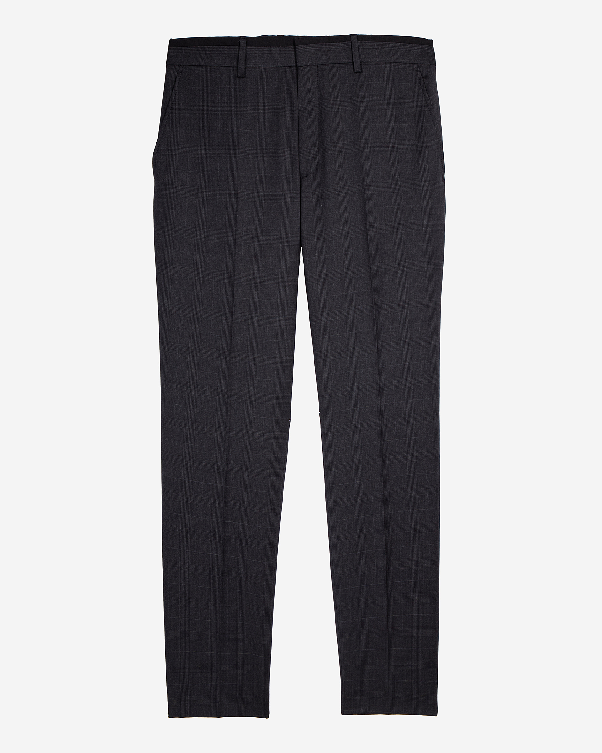 Grey wool Prince of Wales suit trousers