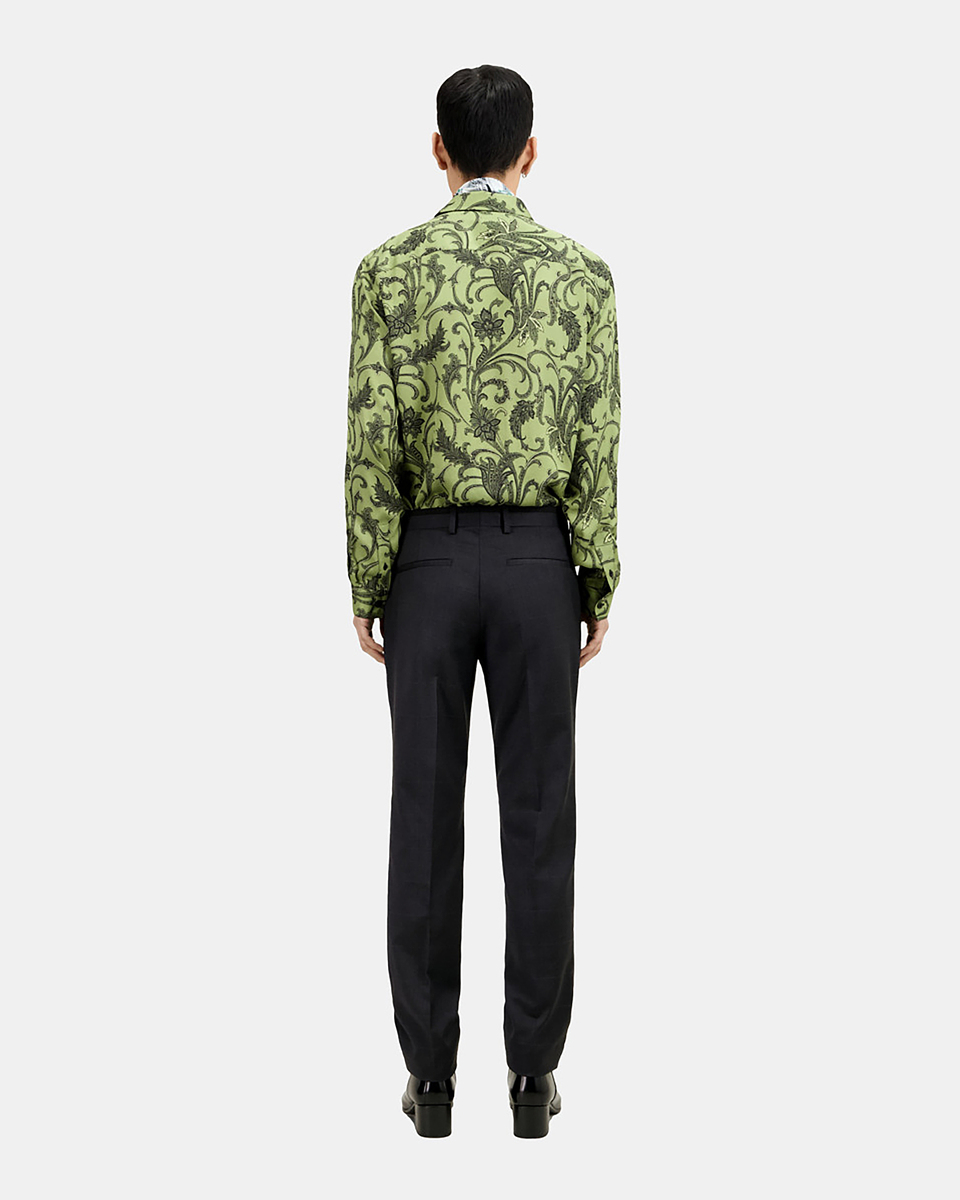 Grey wool Prince of Wales suit trousers