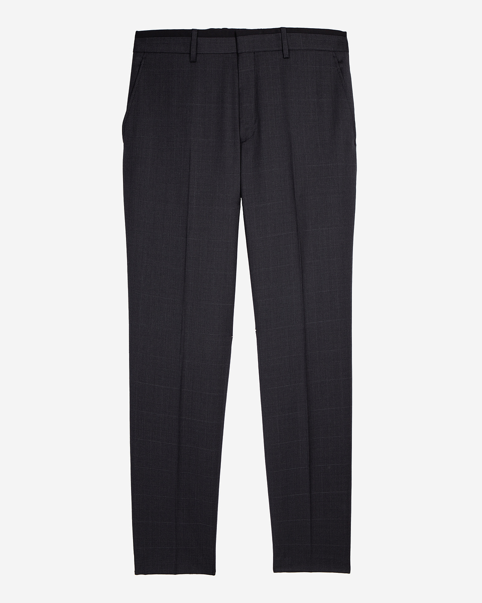 Grey wool Prince of Wales suit trousers