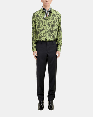 Grey wool Prince of Wales suit trousers