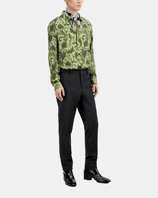 Grey wool Prince of Wales suit trousers