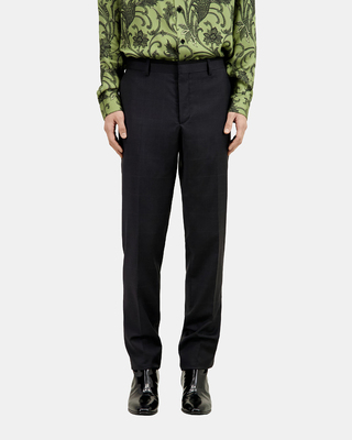 Grey wool Prince of Wales suit trousers
