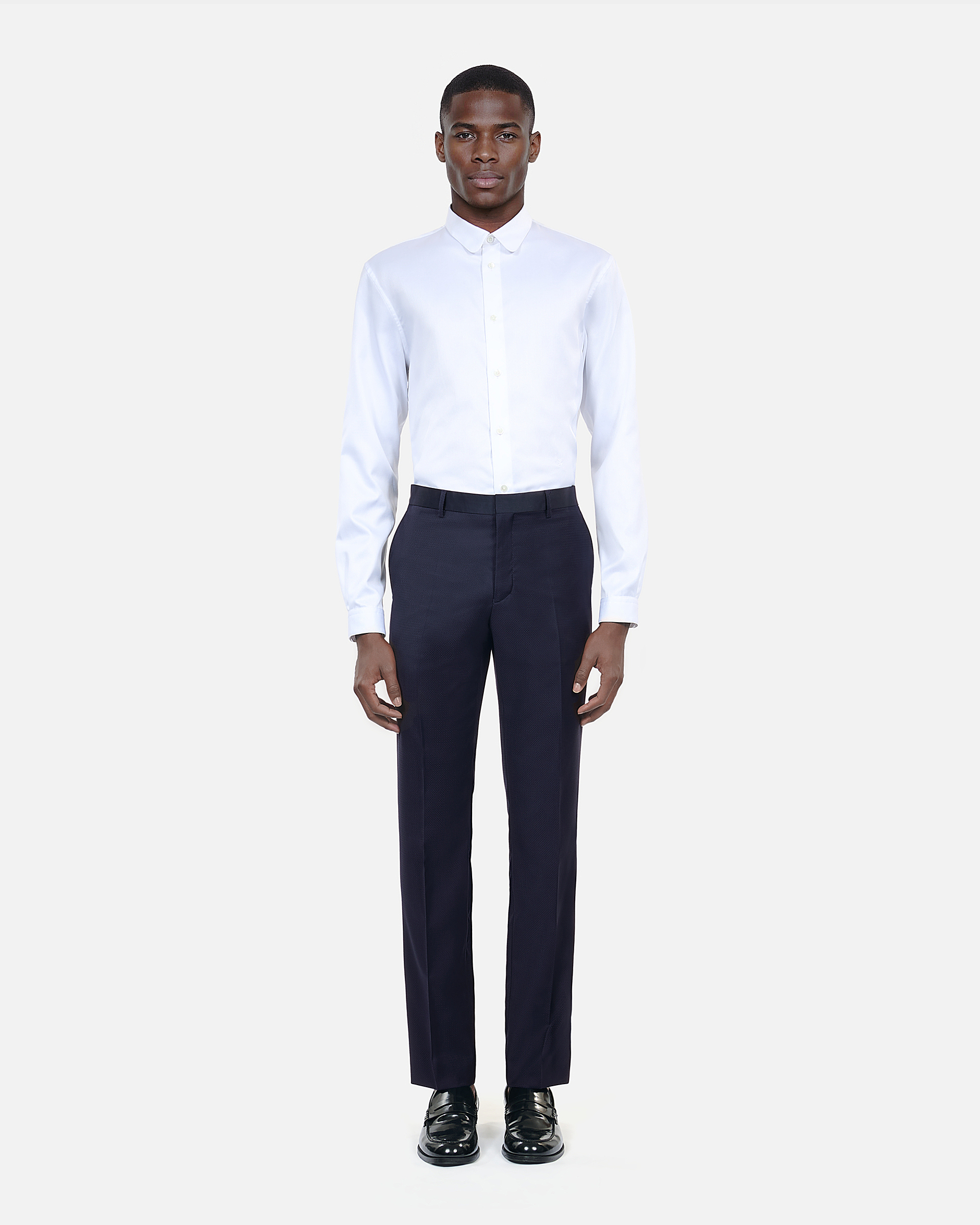 Blue navy wool tuxedo fitted trousers