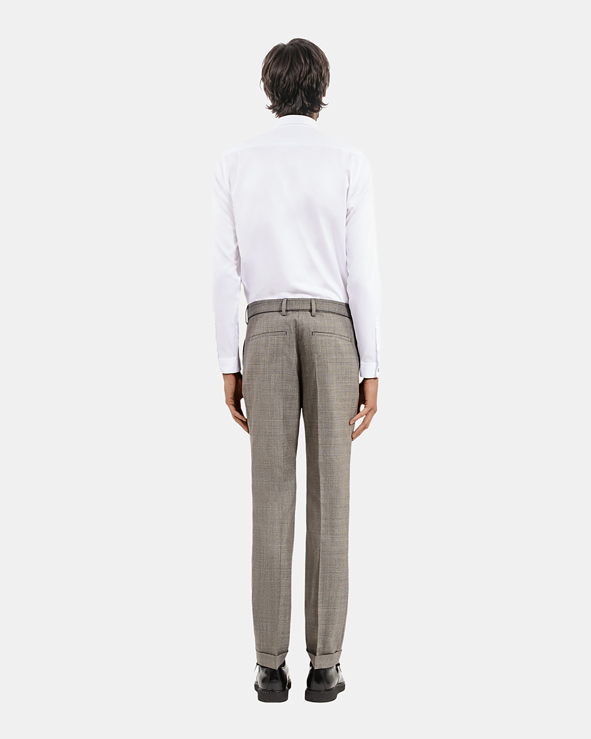Prince of Wales beige wool suit pants