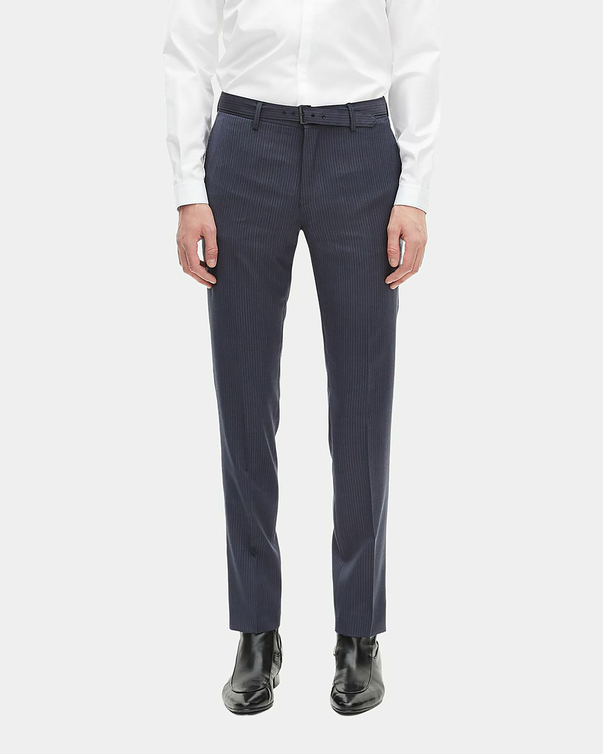 Blue pinstripe suit pants