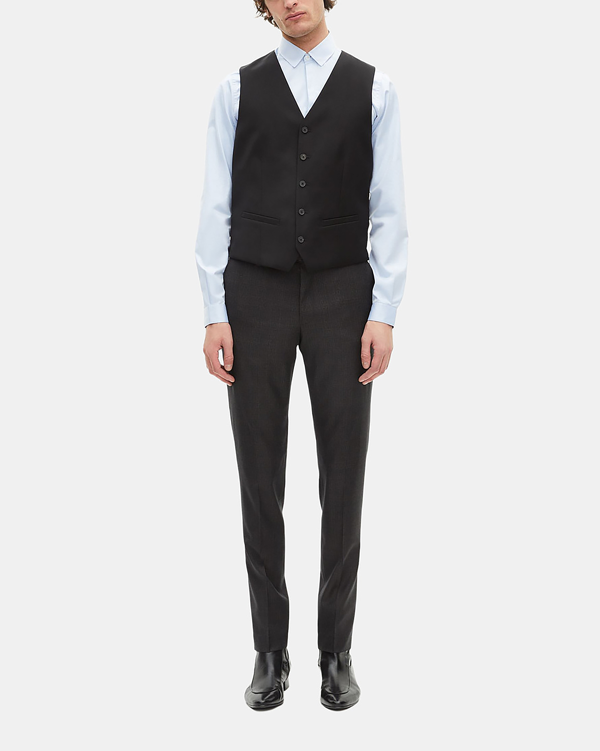 Prince of Wales grey wool suit pants