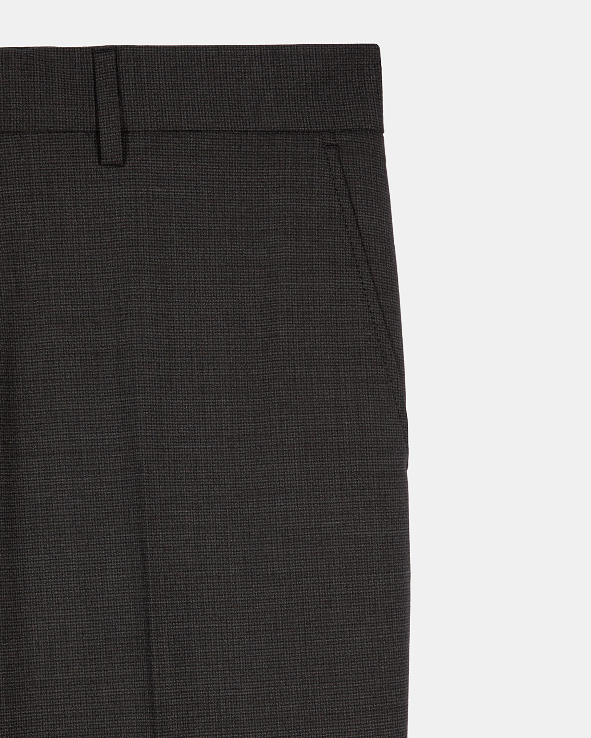 Black micro check wool blend suit pants
