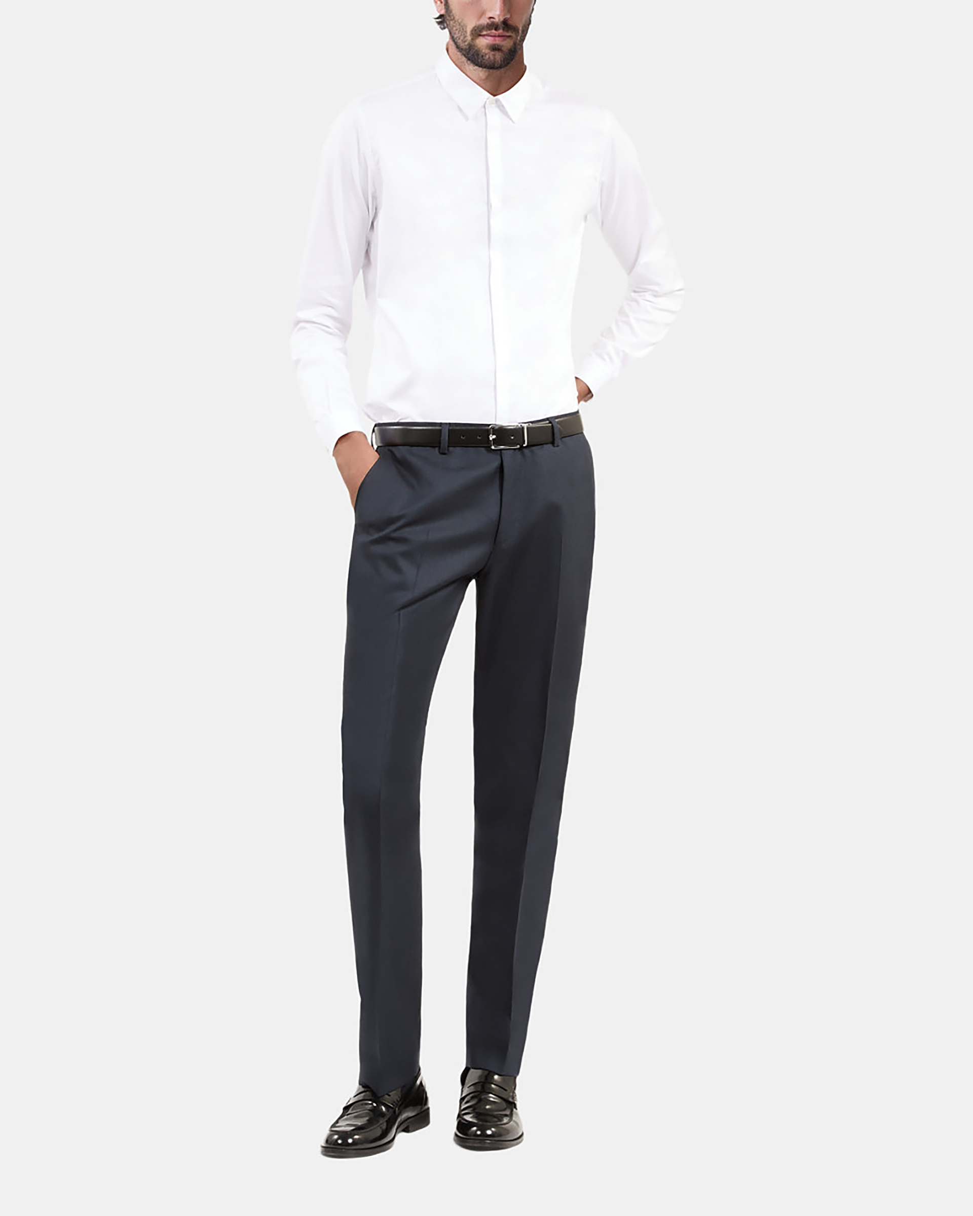 Straight blue suit pants