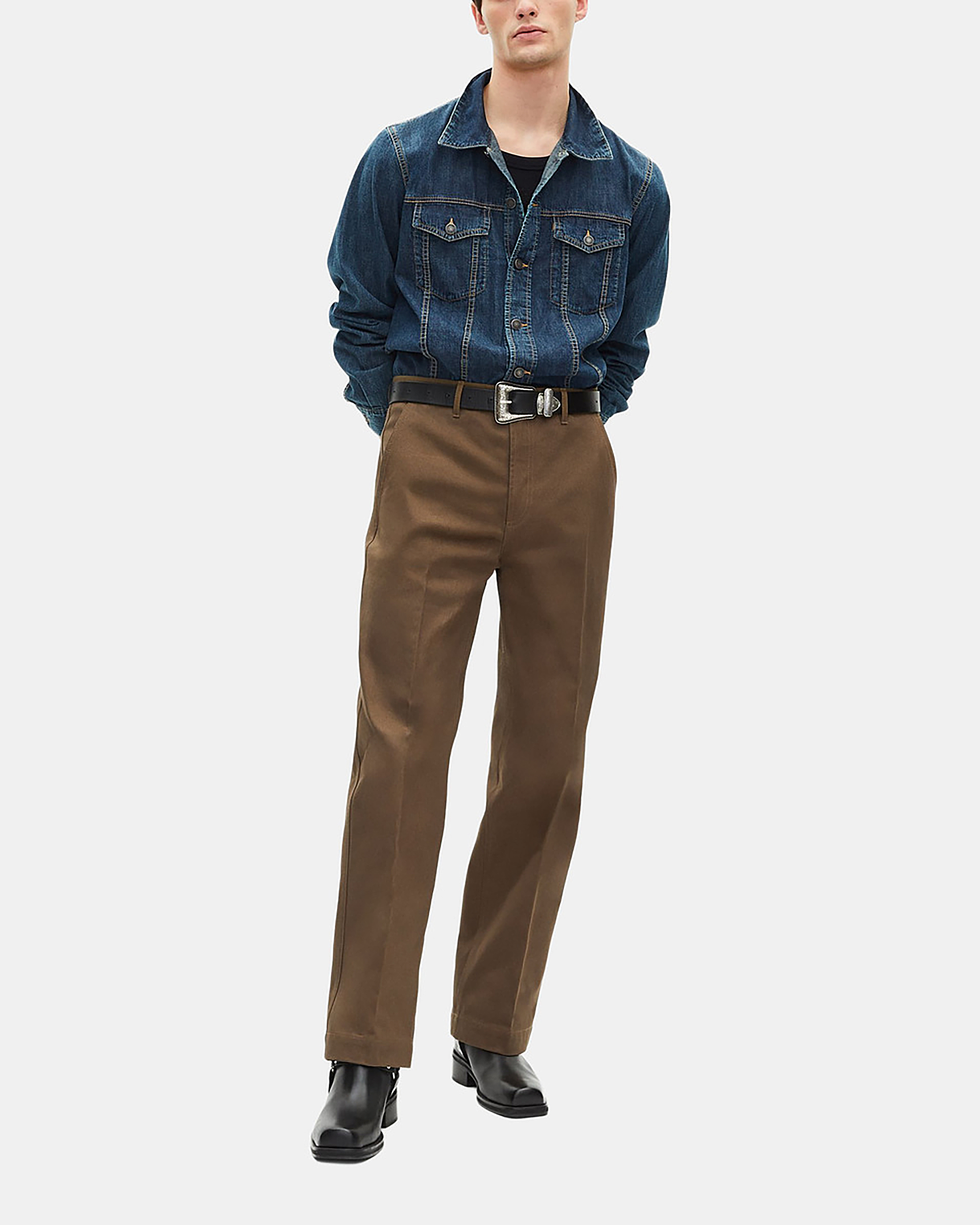 Straight-leg khaki pants