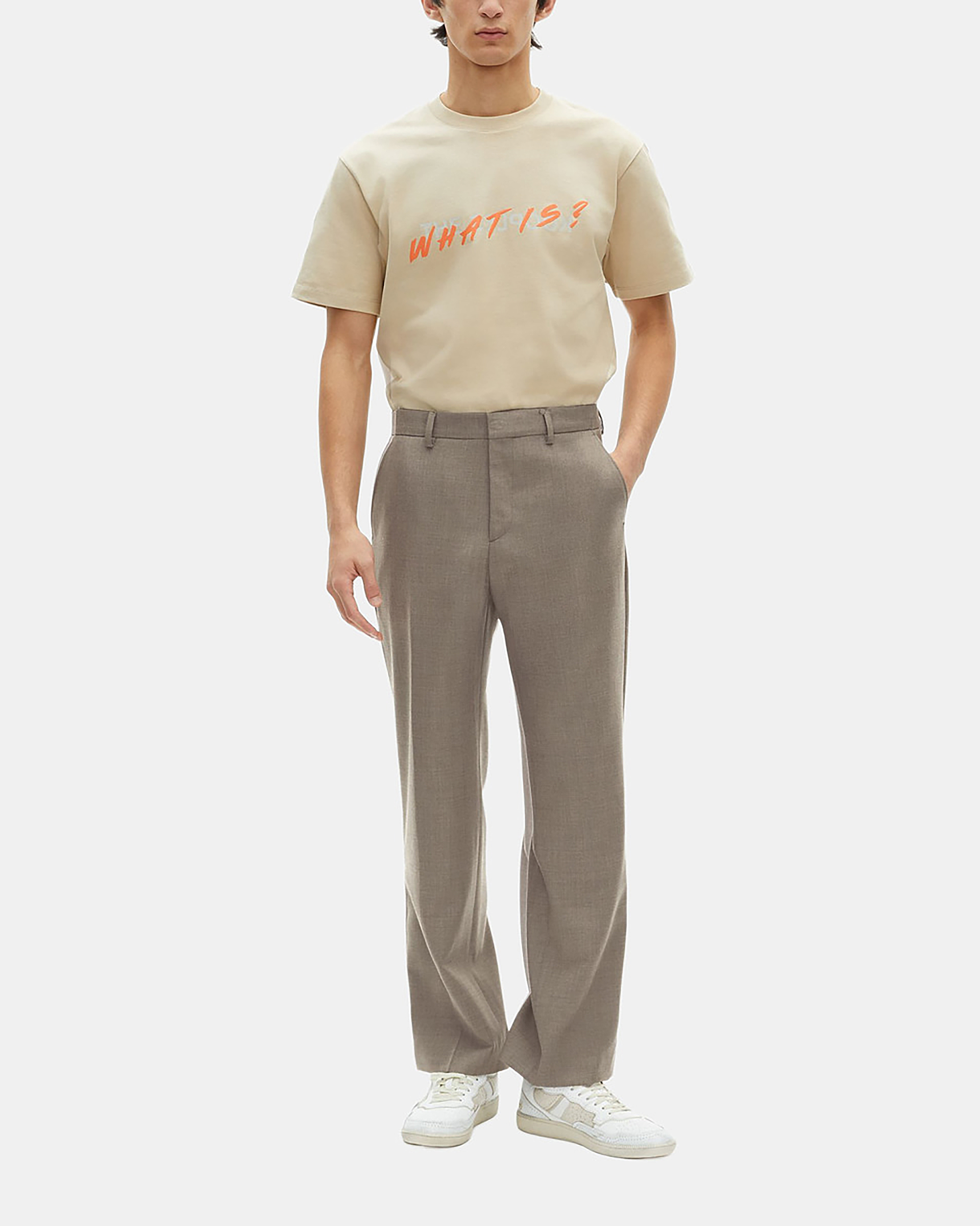 Beige wool suit pants