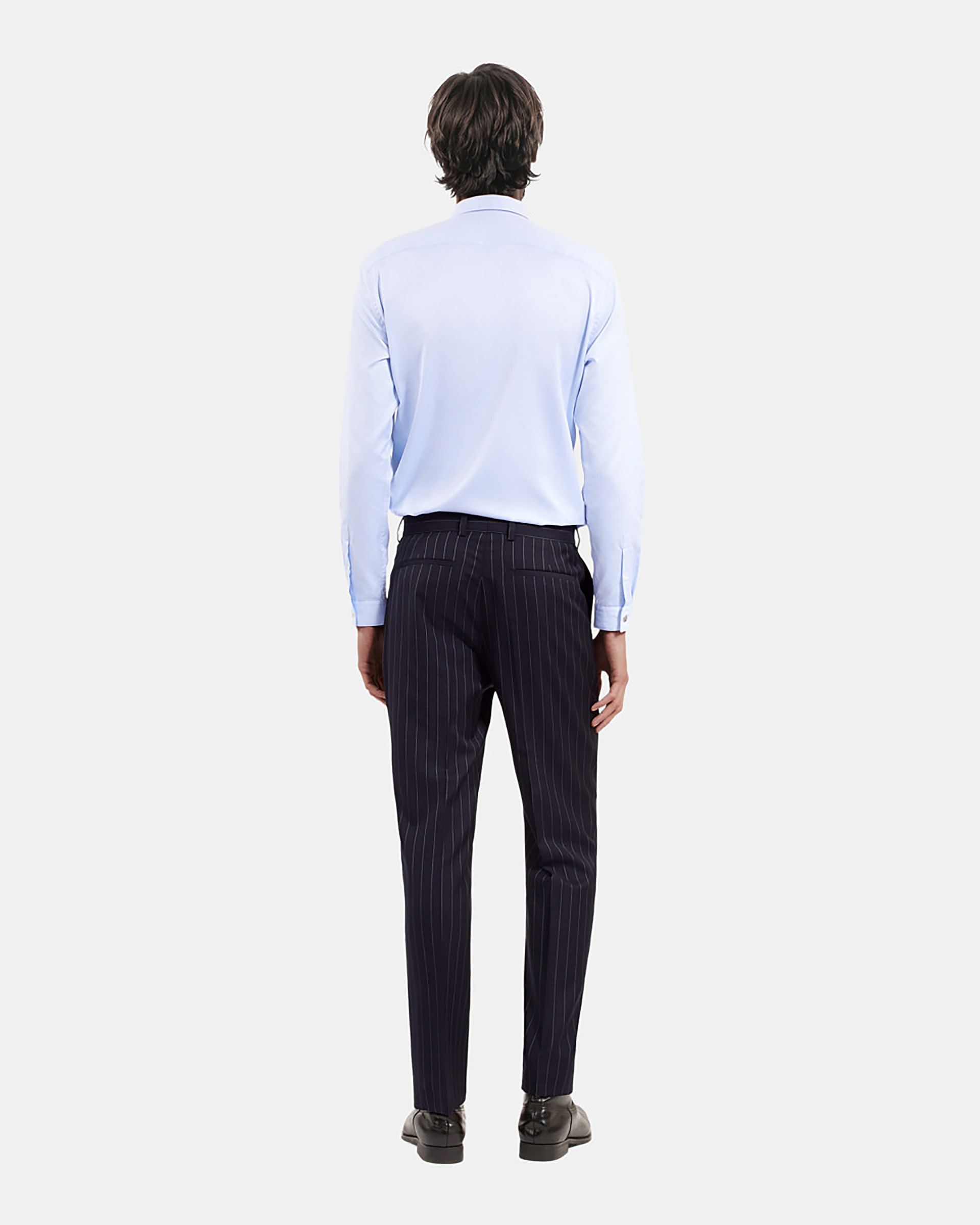 Blue pinstripe suit pants