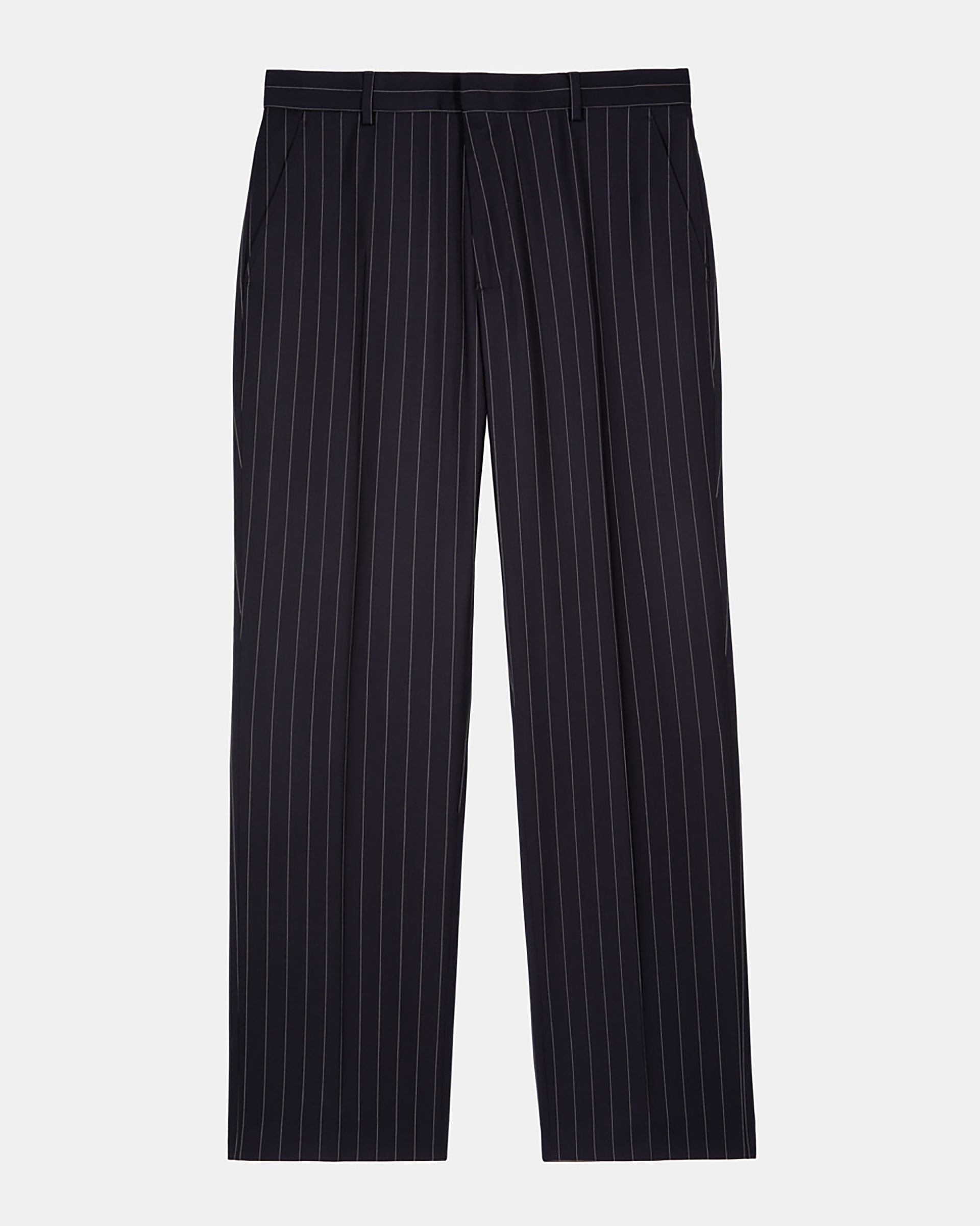Blue pinstripe suit pants