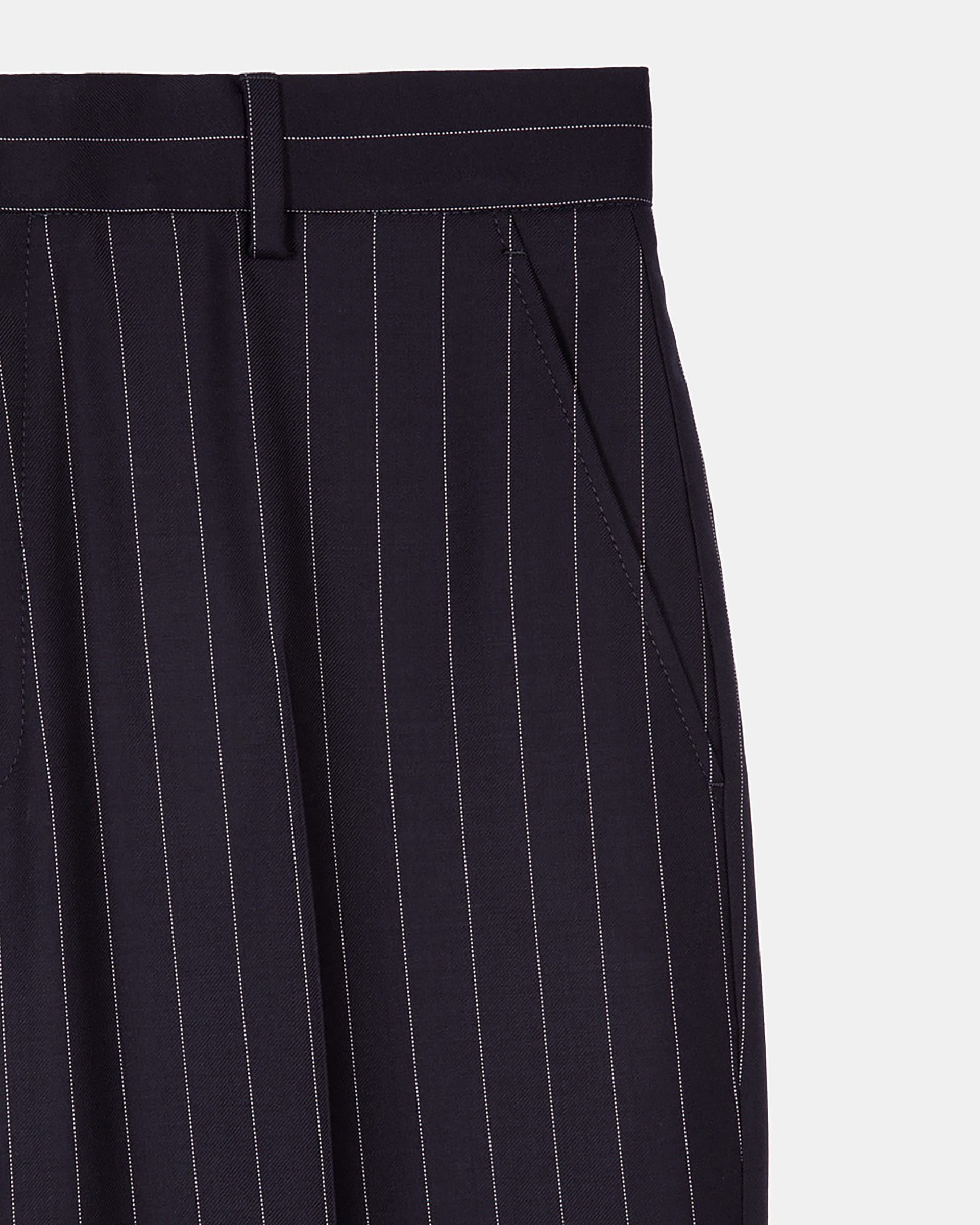 Blue pinstripe suit pants