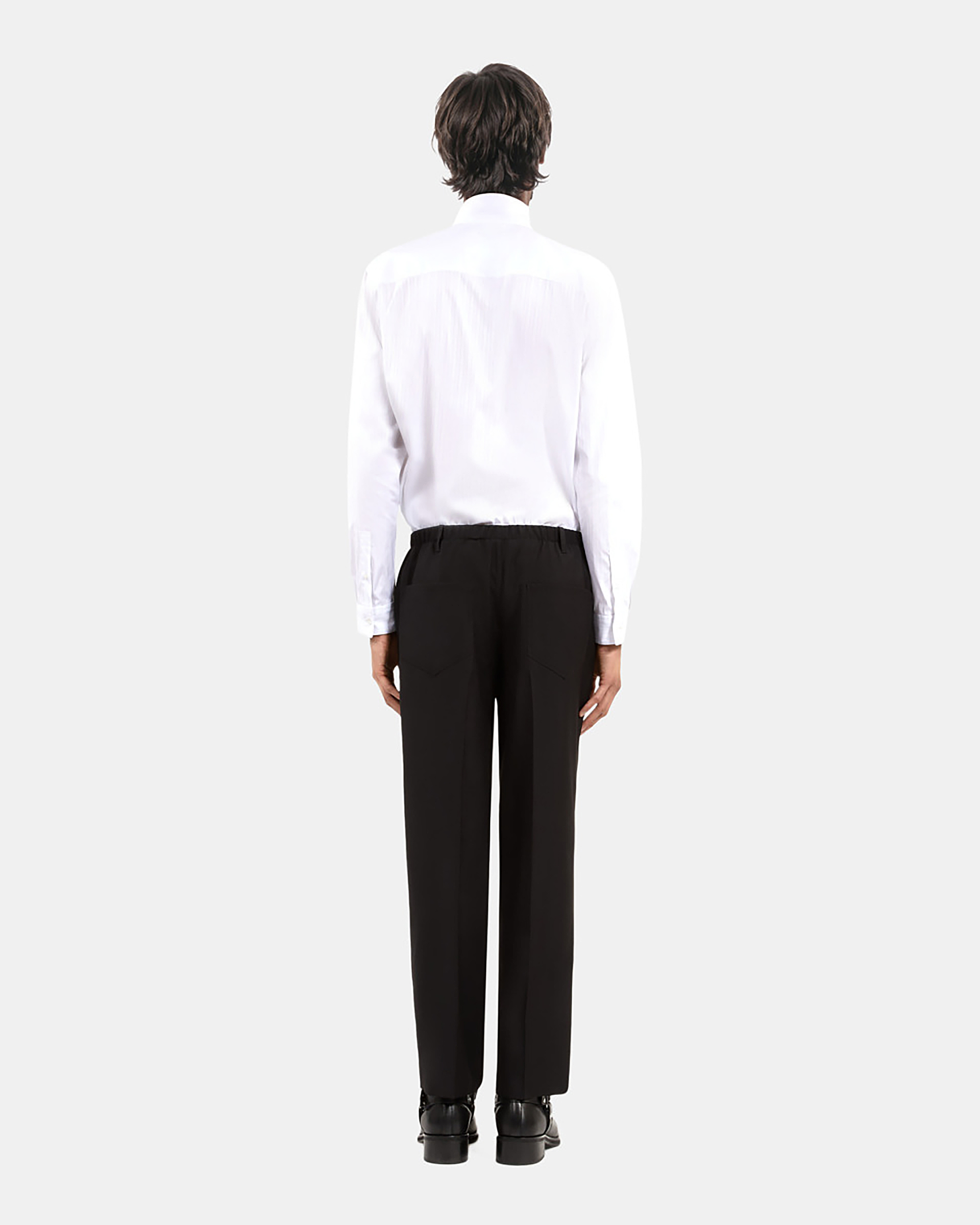 Black wool straight pants
