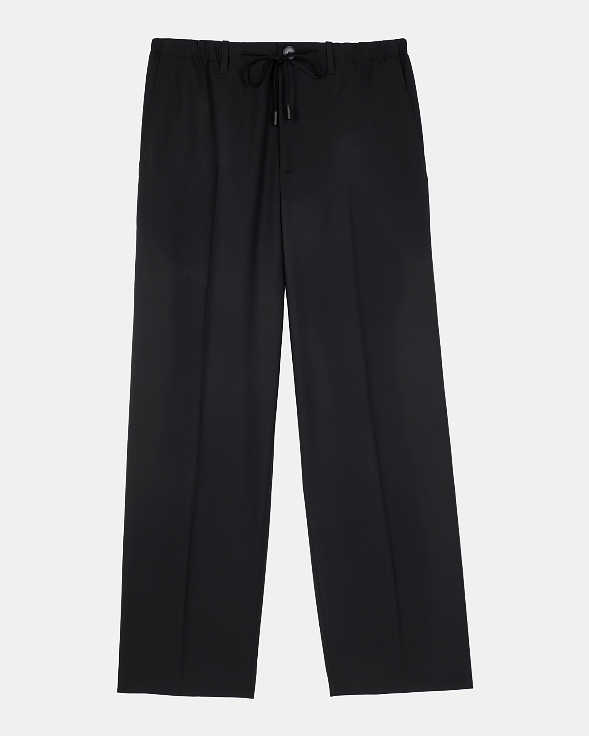 Black wool straight pants