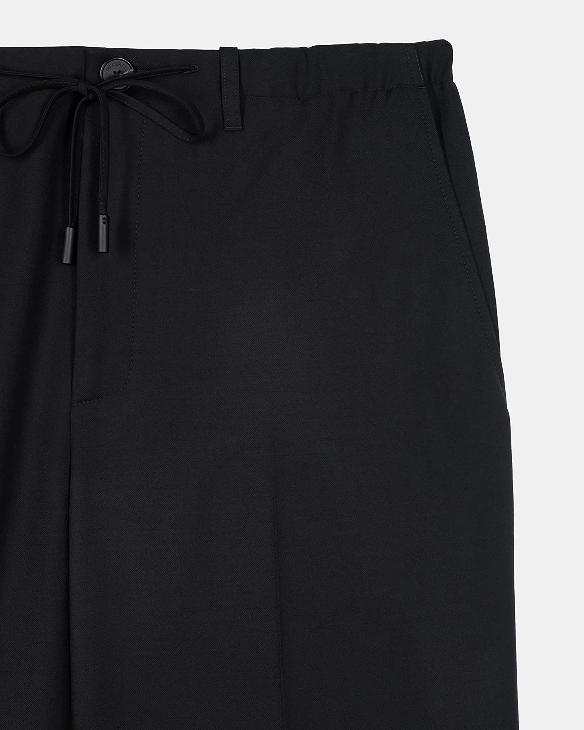Black wool straight pants