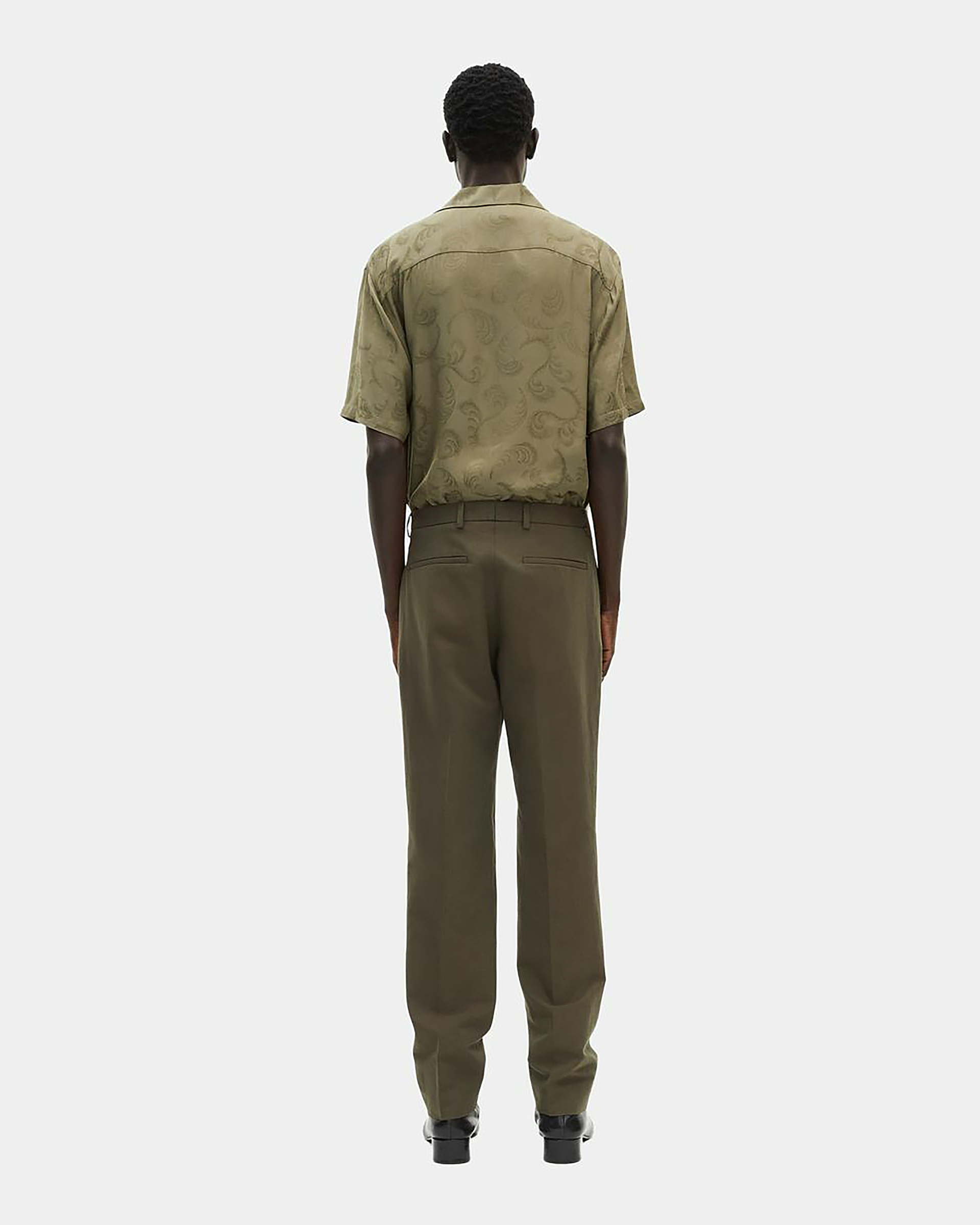 Straight suit pants in khaki cotton linen