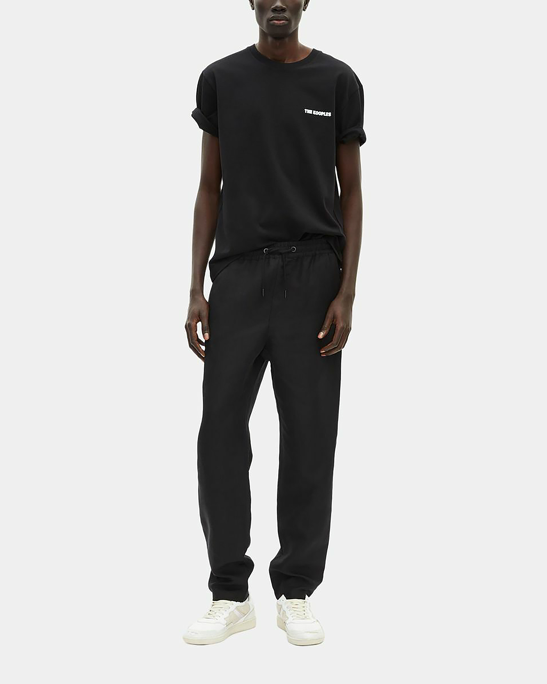 Black straight-leg pants