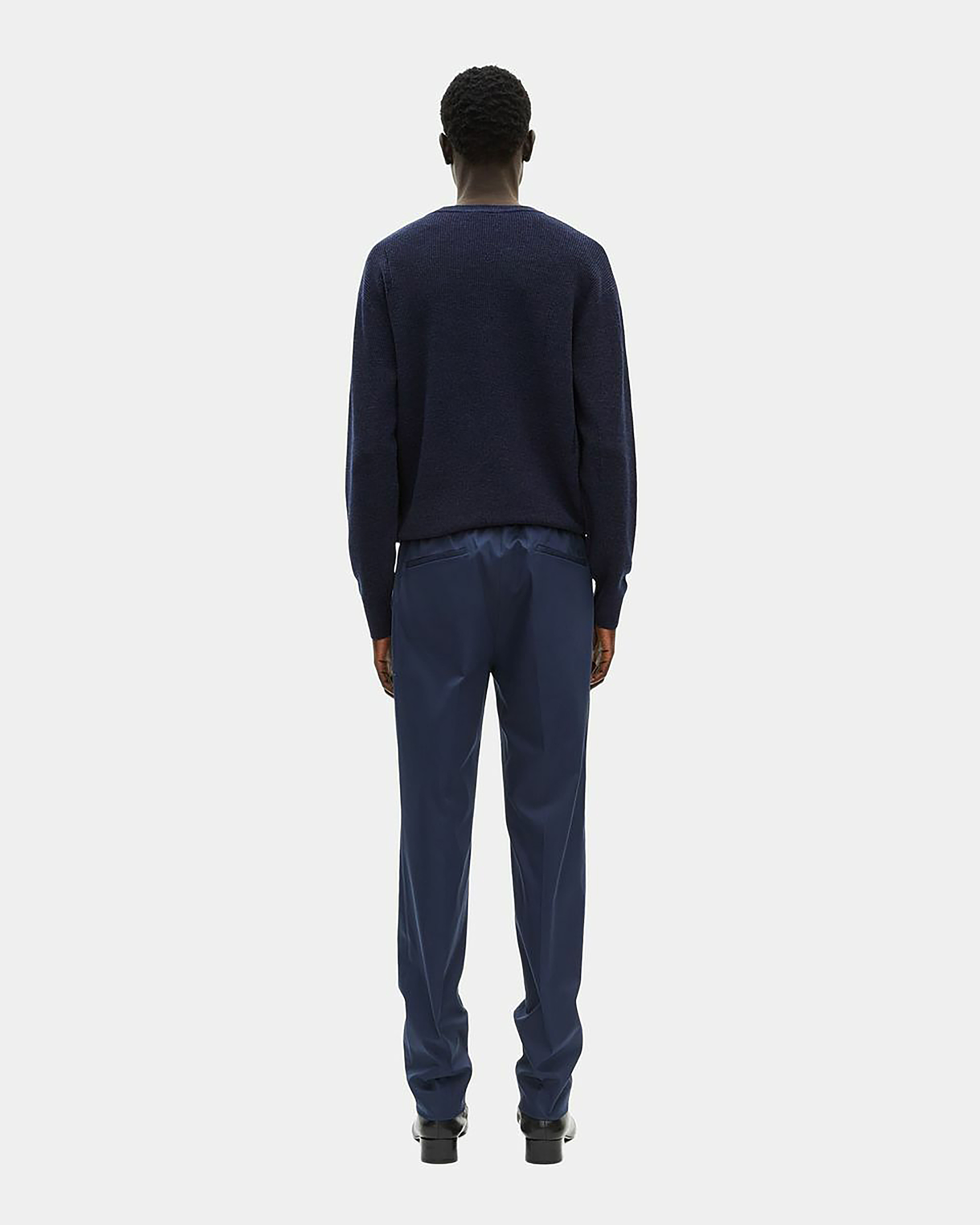 Navy straight-leg pants