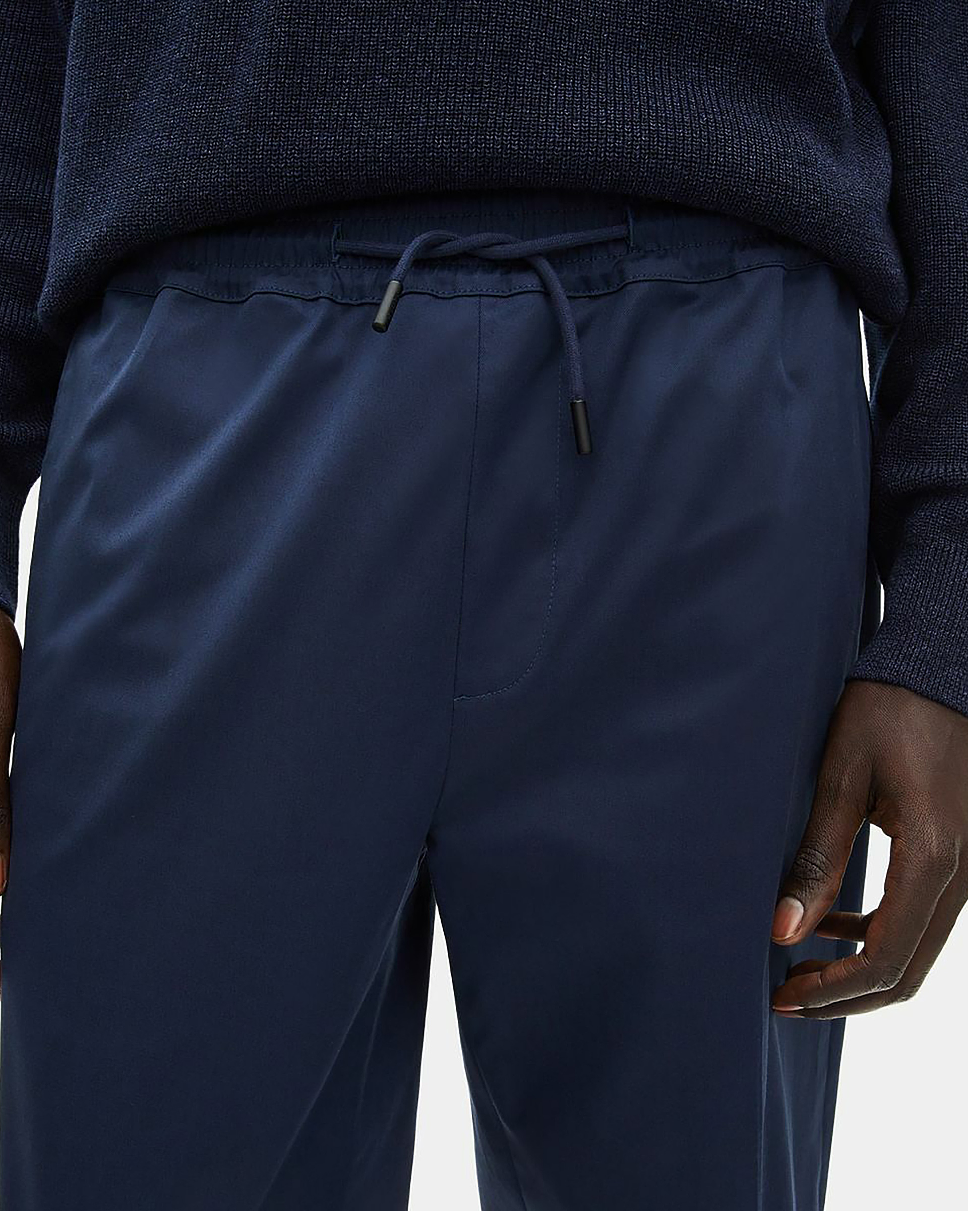 Navy straight-leg pants
