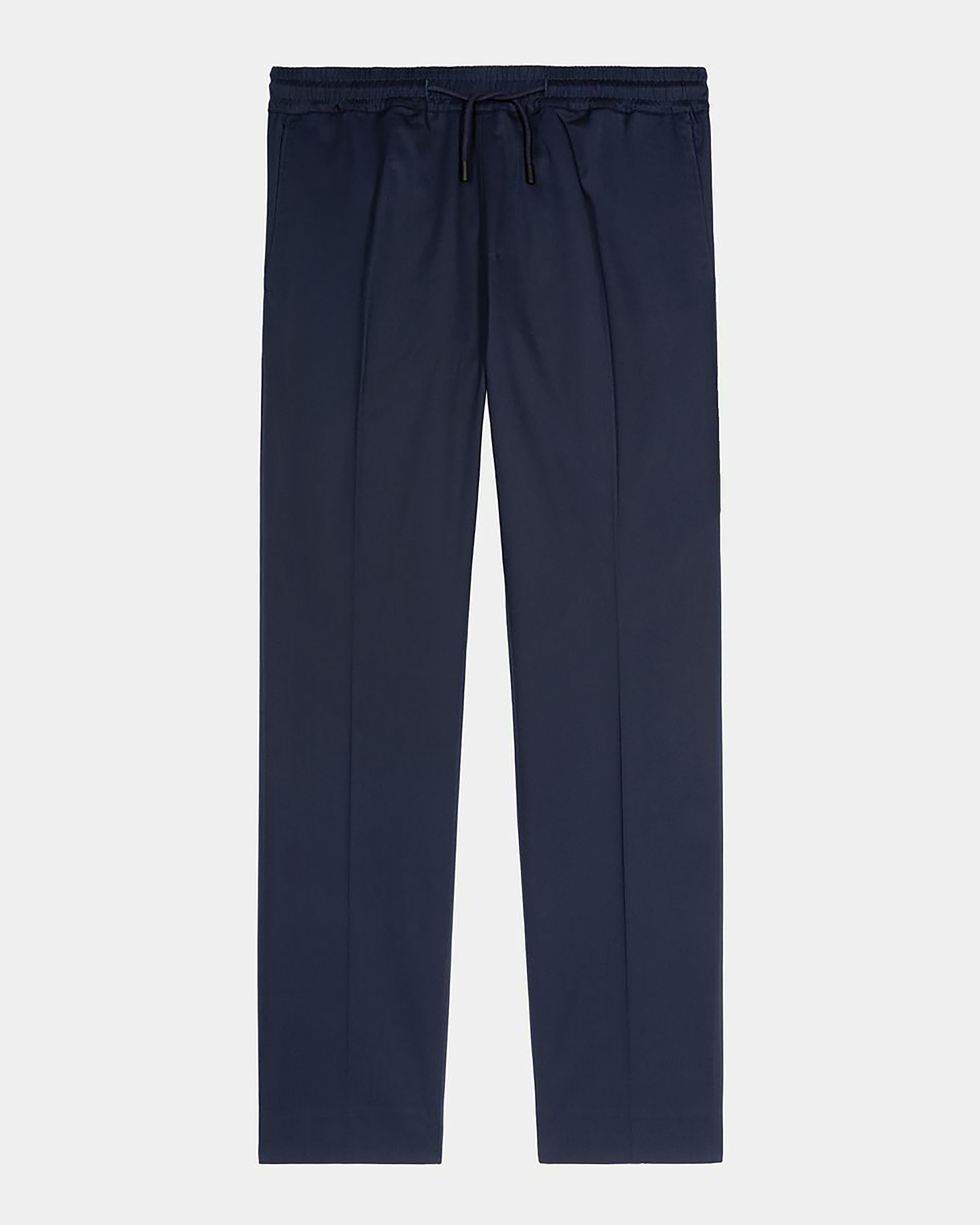 Navy straight-leg pants