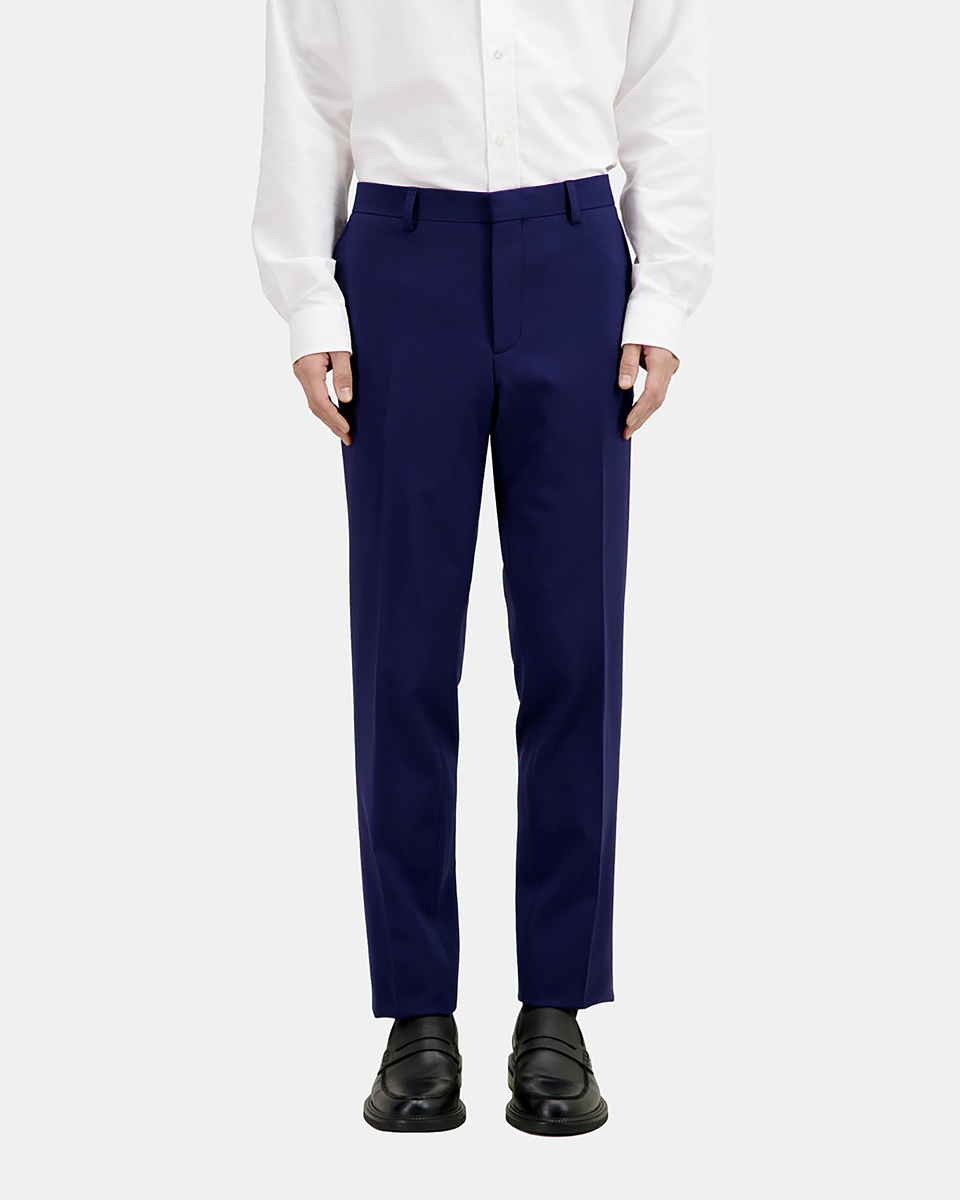 Bright blue wool suit trousers