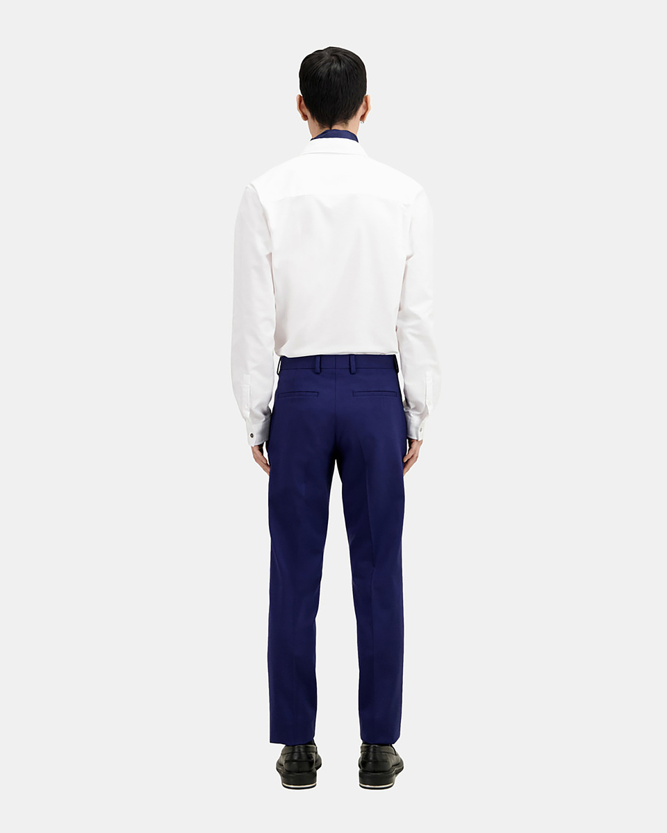 Bright blue wool suit trousers