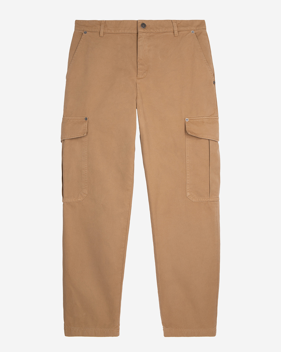 Beige cotton cargo pants