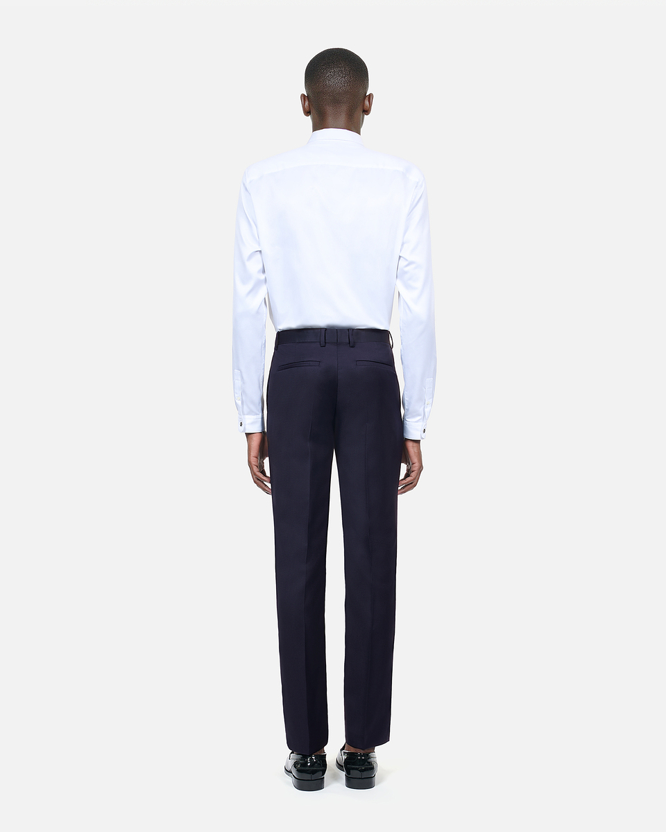 Blue navy wool tuxedo fitted trousers