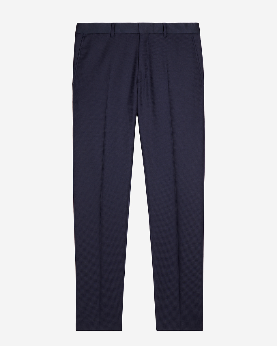 Blue navy wool tuxedo fitted trousers