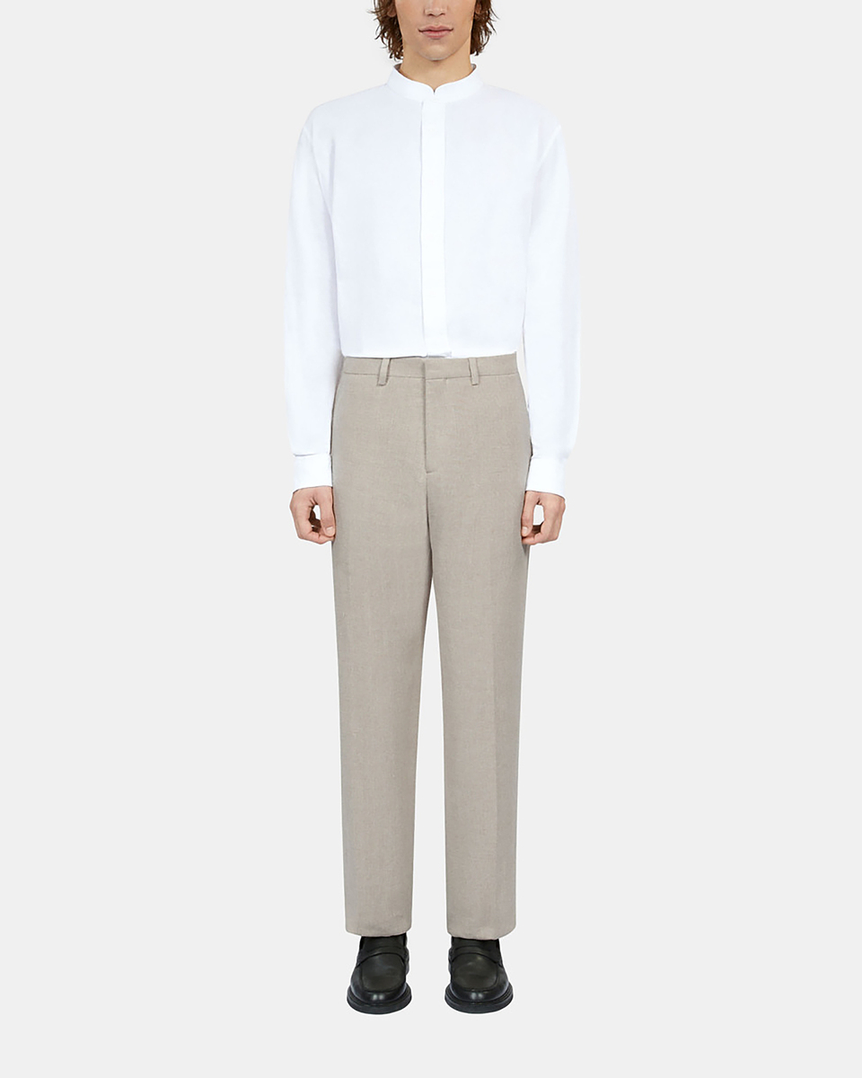 Beige linen suit trousers