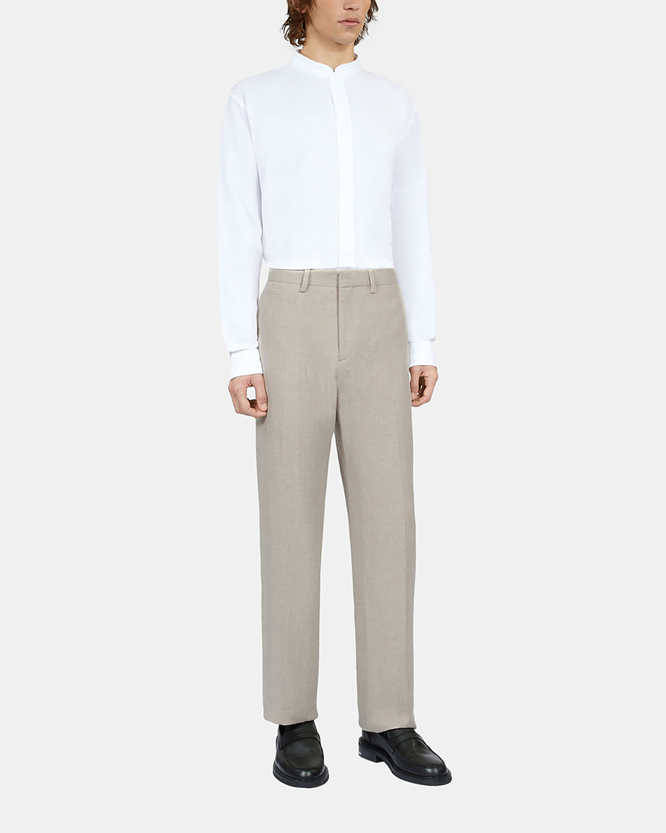 Beige linen suit trousers