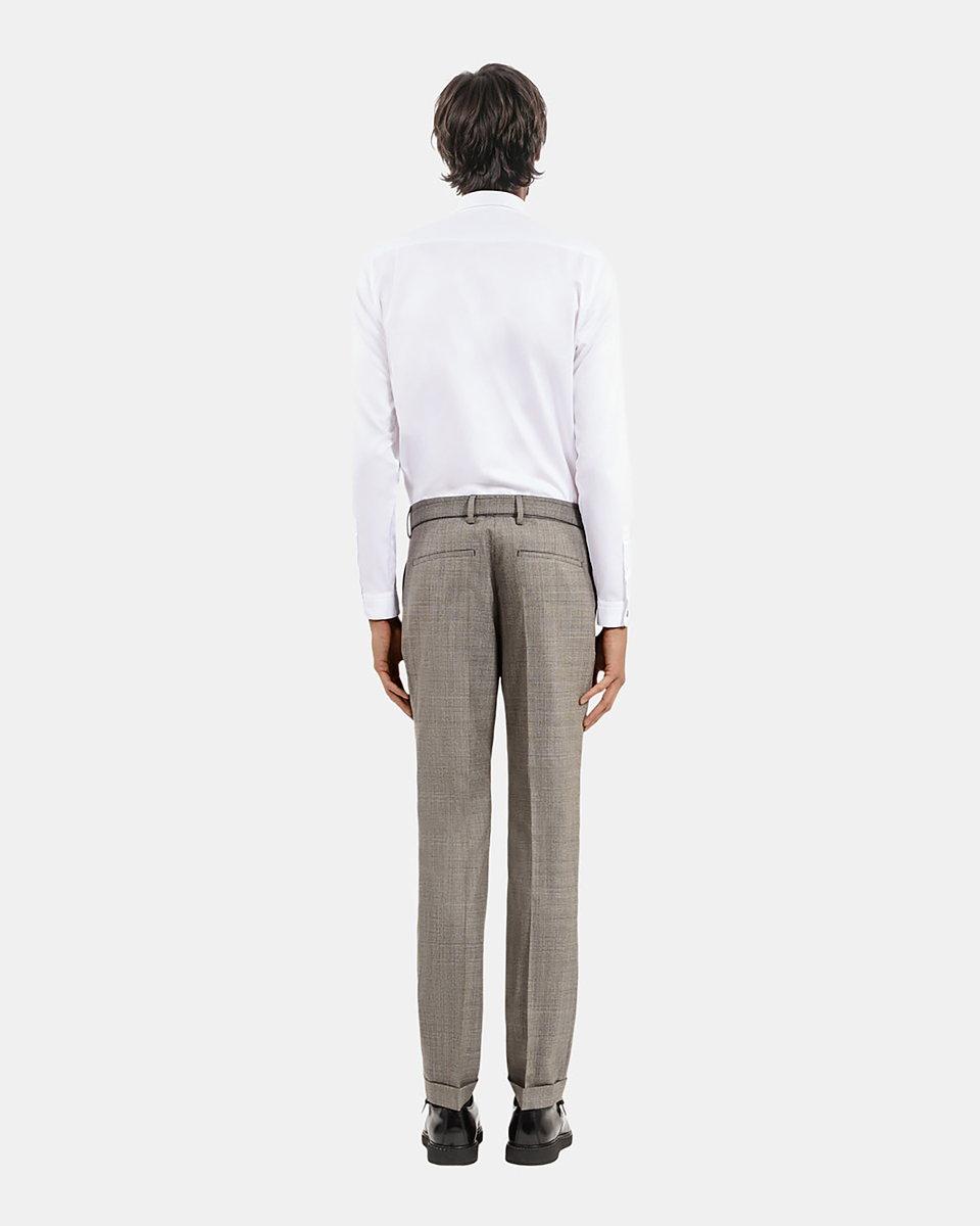 Prince of Wales beige wool suit pants