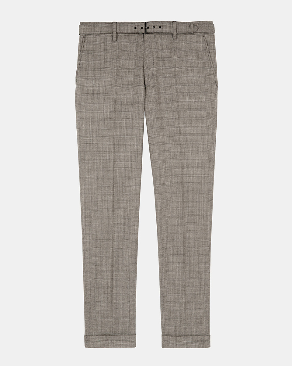 Prince of Wales beige wool suit pants