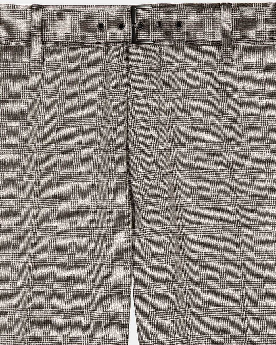 Prince of Wales beige wool suit pants