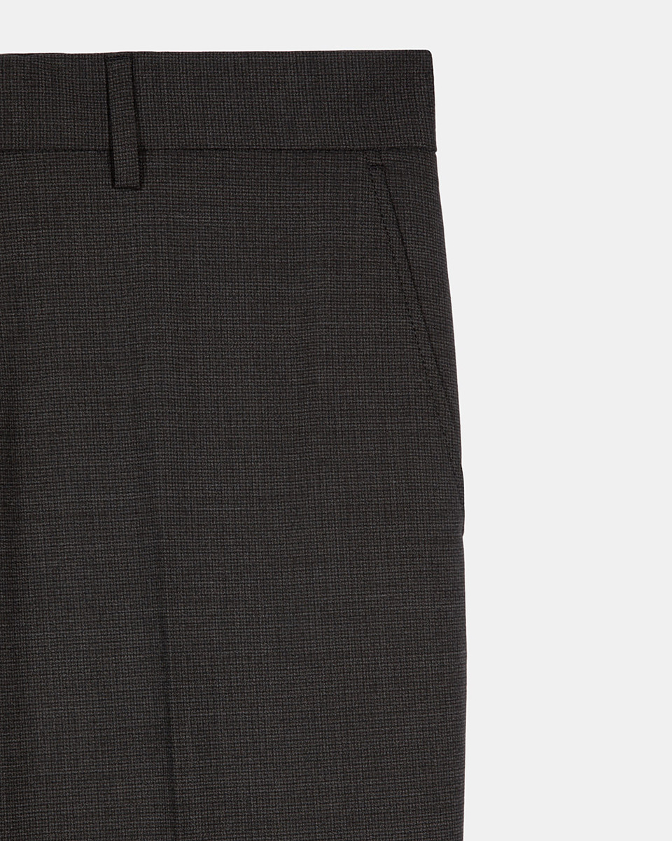Black micro check wool blend suit pants