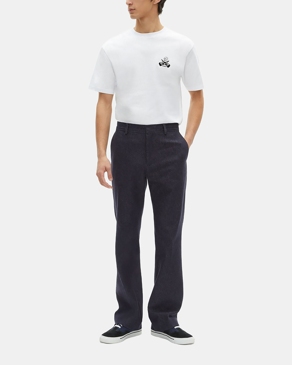 Blue denim-effect suit pants