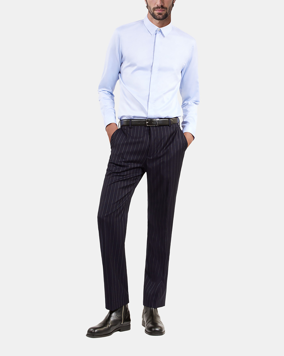 Blue pinstripe suit pants