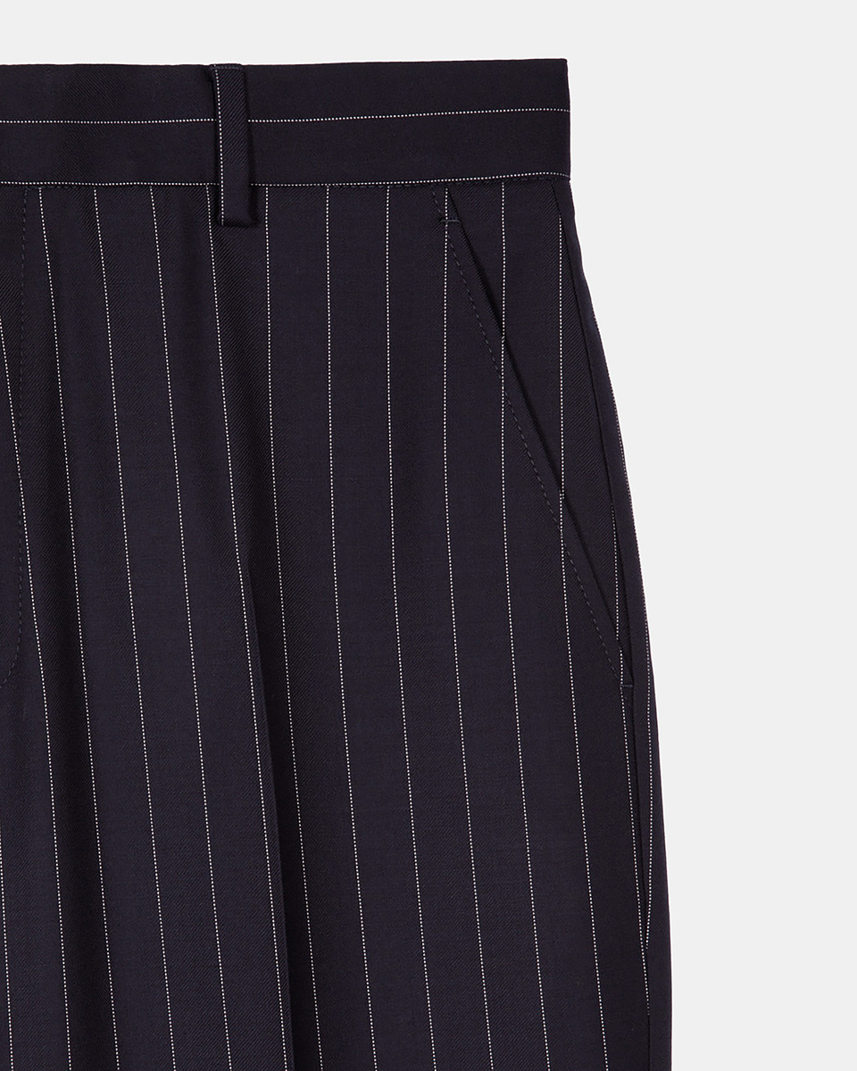 Blue pinstripe suit pants